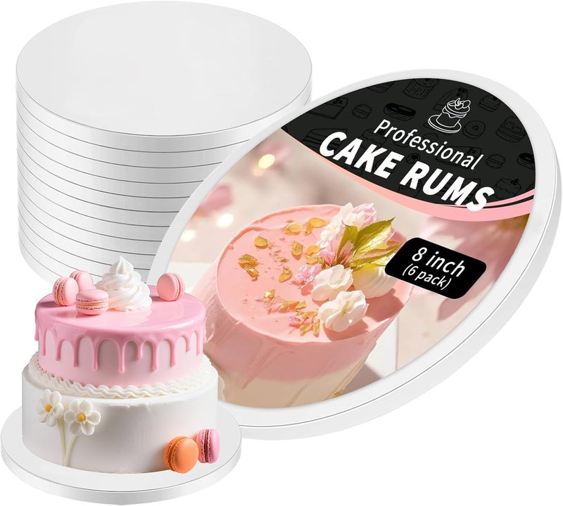 CHENZEM 8 Inch Cake Boards Drums Round, 6-Pack, White, Sturdy 1/2" Thick Heavy Or Multi-Tiered Cakes for Bithday Wedding Party. (8inch(6pack)) - Image 1